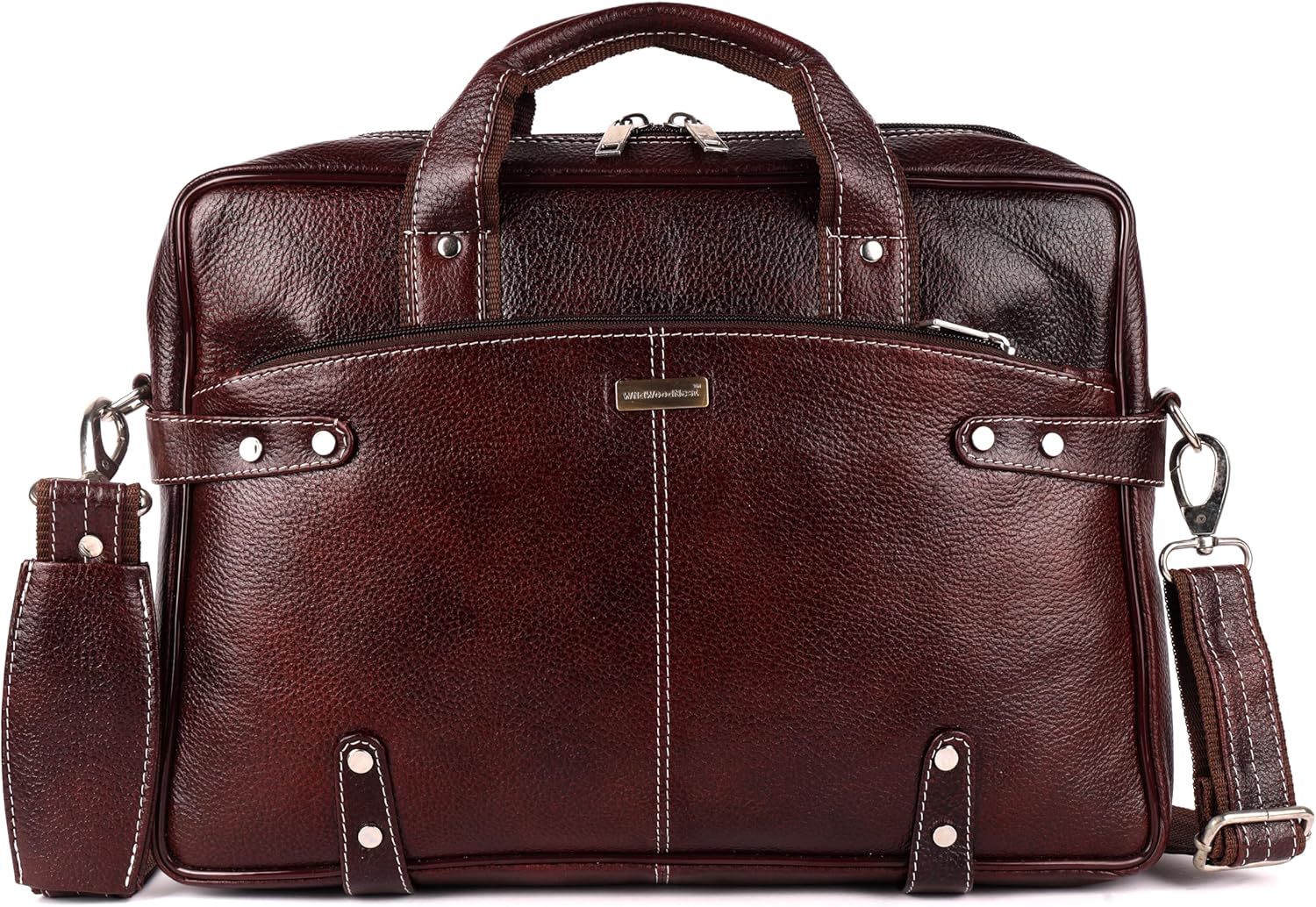 Men’s Brown Leather Laptop Bag – Crossbody & Handheld Office Briefcase with Adjustable Strap