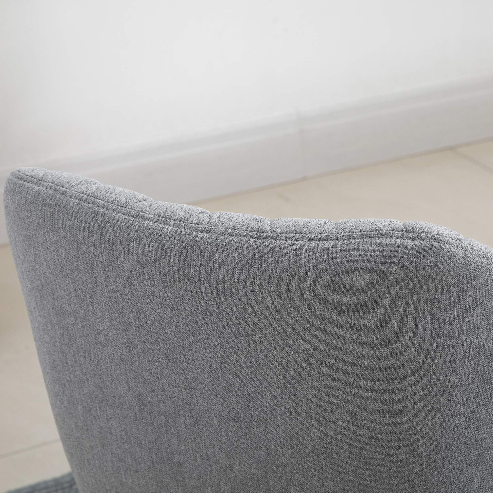 HOMCOM Sillas de Comedor diseño escandinavo Set de 2 Lino Gris | Patas de madera de haya cónicas, asiento/respaldo/brazos ergonómicos.
