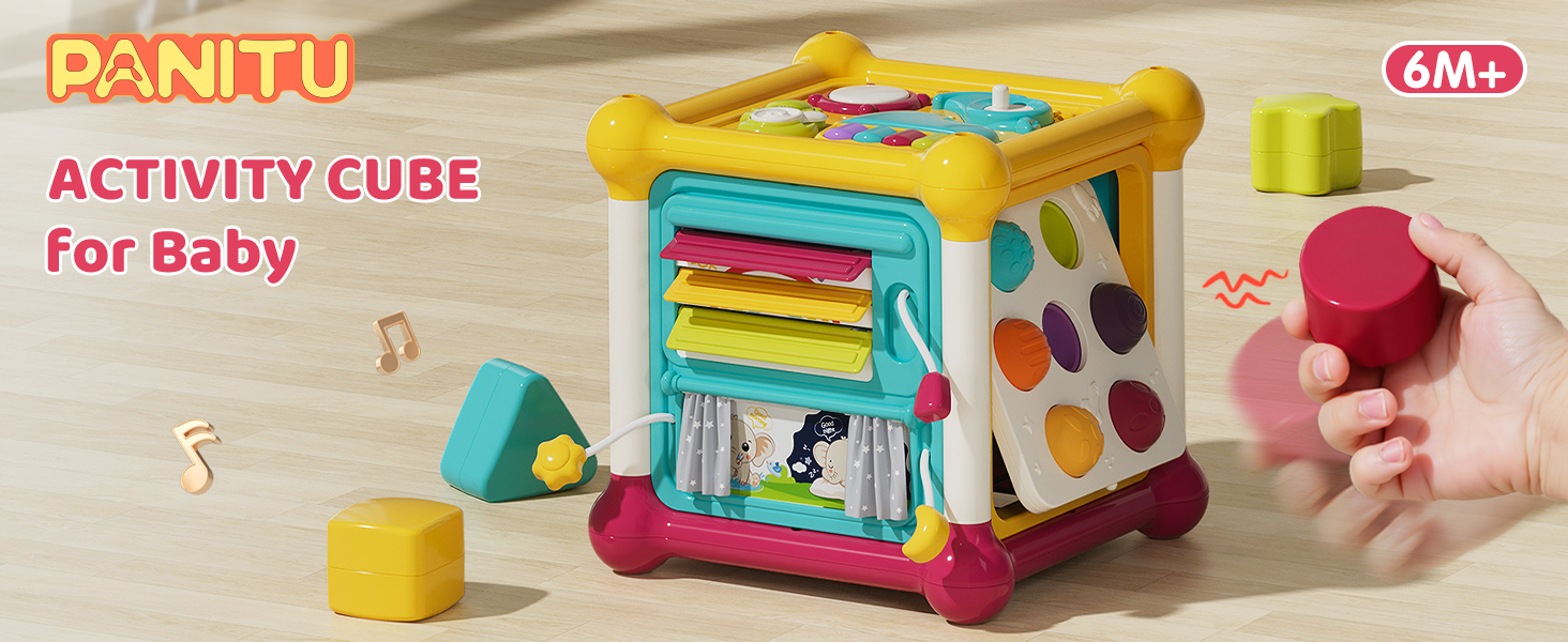 Mon Acti' Cube De Auldey – Cubo De Actividades Sensorial Para Bebés De 9 Meses, Con Zonas Móviles, Texturas, Campanas Y Piezas De Goma Para Morder, Regalo De Cumpleaños O Nacimiento