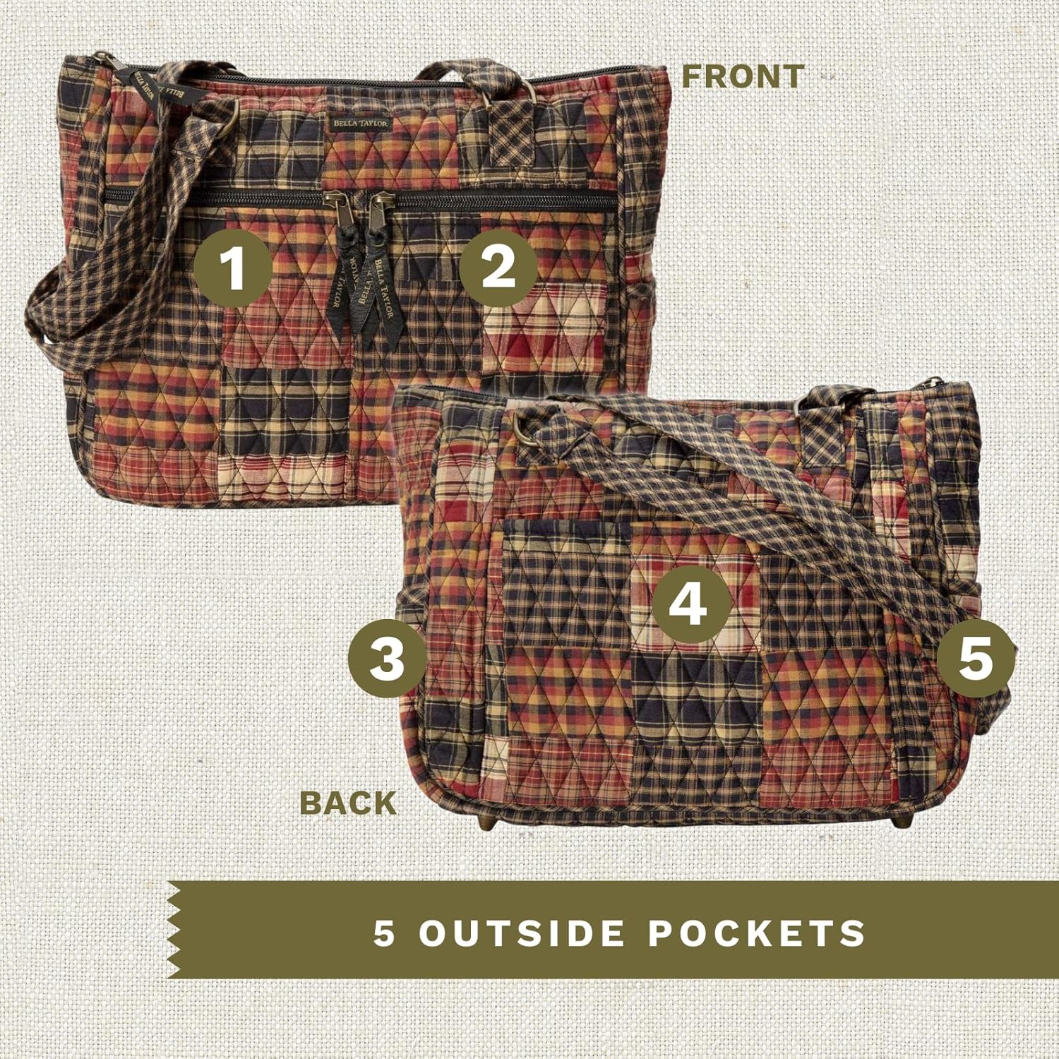 Bella Taylor Everyday Tote | Lightweight Quilted Fabric Handbags for Women - Image 5