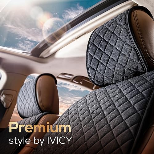 Miniatura 8 de IVICY Funda de lino para asiento de automóvil - Fundas delanteras suaves y transpirables con protector antideslizante universal se adapta a la