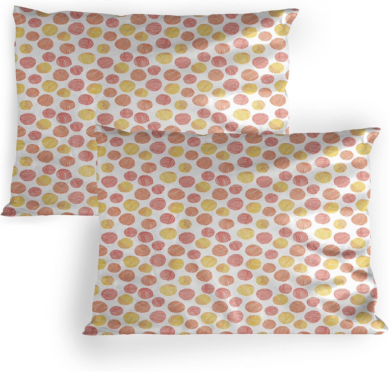 Lunarable Valentines Day Pillow Sham Set of 2, Flower Filled Hearts Pattern Romantic Love Themed Hand Drawn Art, Quality Microfiber Bedding Item for All Seasons, 36" x 20", Red and Pale Pink