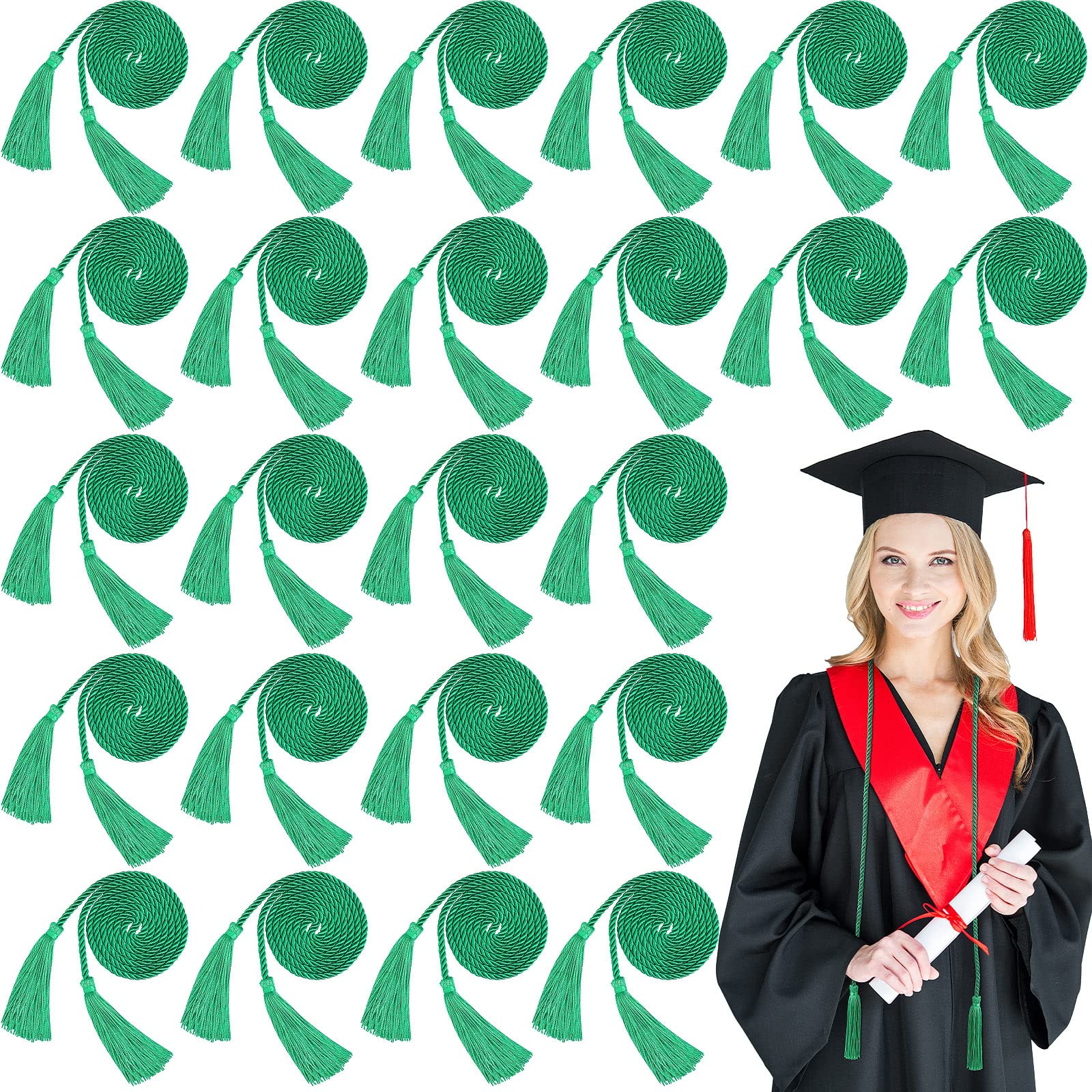 Cordon de remise de diplôme vert avec pompon pour cérémonie de doctorat et maître 48x
