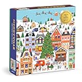 Merryville – 500 Piece Holly Maguire Foil Jigsaw Puzzle Featuring Beautiful Illustrations of A ​Holiday Town During Wintertime Festivities (Amazon Exclusive)