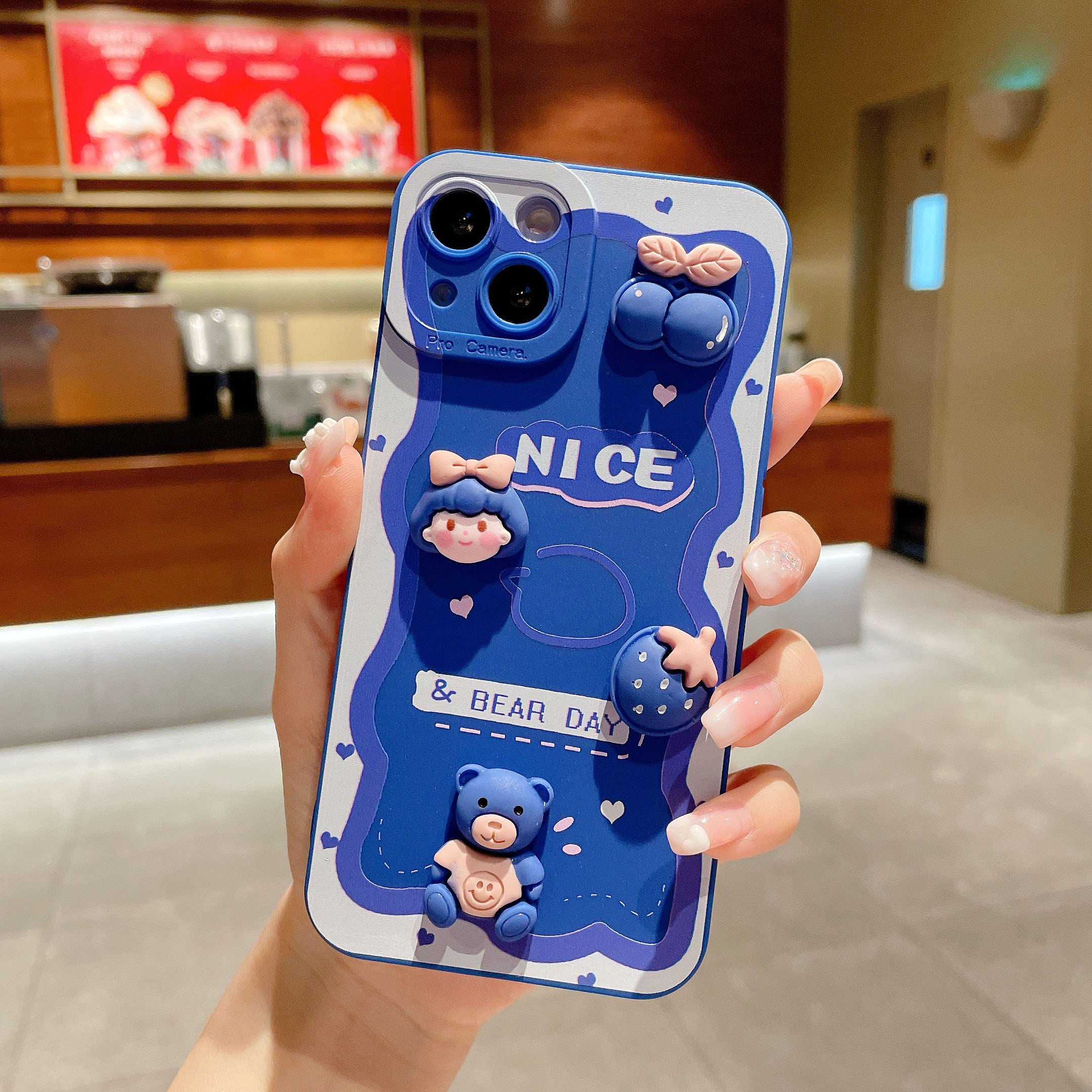 Amazon Com Iphone 6 Iphone 6s Cherry Strawberry Girl Bear Diy Case 3d Cute Nice Cover Kids Girls Boys Kawaii Character Skin Shell Blue Iphone 6 6s Cell Phones Accessories