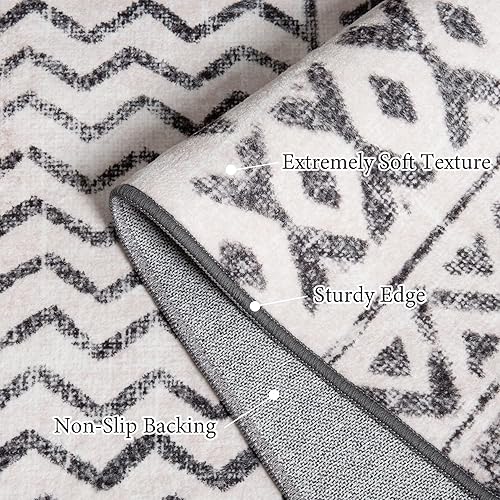 Miniatura 3 de Art&Tuft Alfombra de área de 6 x 9 pies, súper suave, ultrafina, marroquí, lavable, antideslizante, para sala de estar, plegable, geométrica,