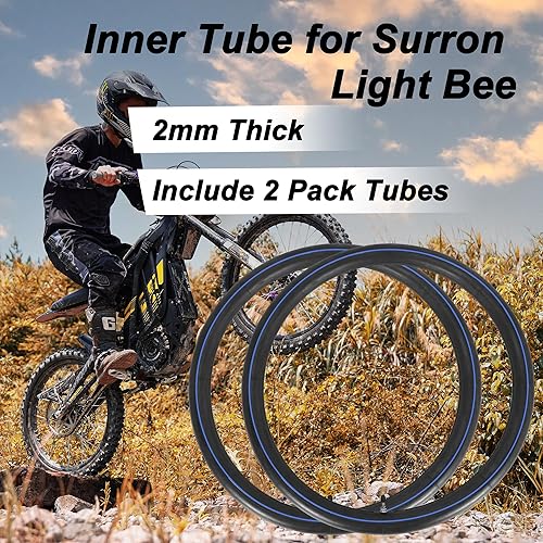 Miniatura 10 de RUTU 70100-19 2.252.50-19 - Tubo interior de motocross, tubos resistentes de 0.079 pulgadas de grosor reforzado para motocross de 19 pulgadas con