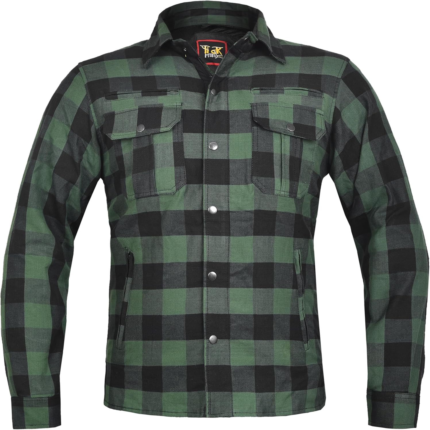 Armored Motorcycle Flannel Jacket for Men – CE-Approved Riding Shirt with Removable Armor for Riders