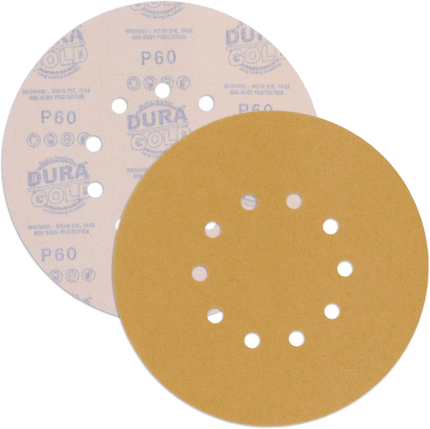 Dura-Gold Premium 9" Drywall Sanding Discs - 80 Grit (Box of 10) - 10 Hole Pattern Sandpaper Discs with Hook & Loop Backing, Fast Cutting Aluminum Oxide Abrasive - For Drywall Power Sander, Sand Wood - - 