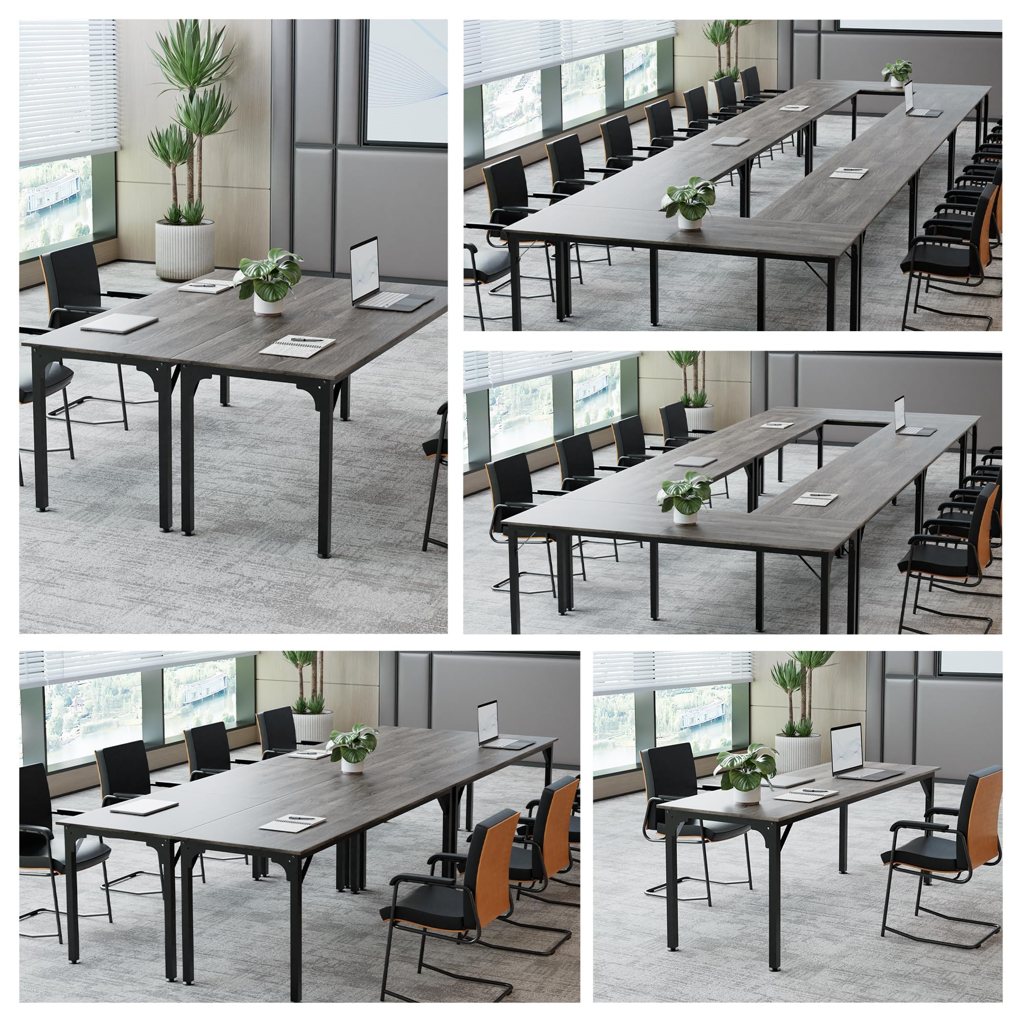 Grand Bureau d'Ordinateur Extra Long 200 cm, Bureau Informatique XXL en Bois et Métal, Double Poste de Travail pour 2 Personnes, Bureau de Maison et Bureau à Domicile