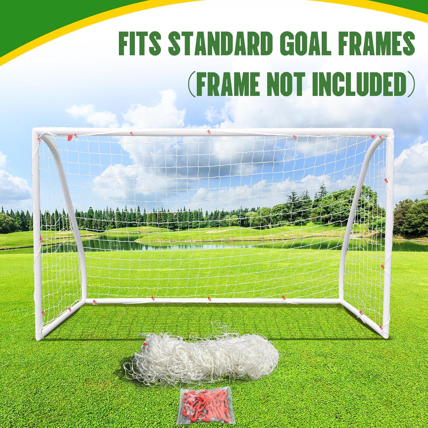 Soccer Goal Net Replacement, Heavy Duty Polypropylene Football Net for All Levels, All-Weather Backyard/Park Practice, White, No Frame Included