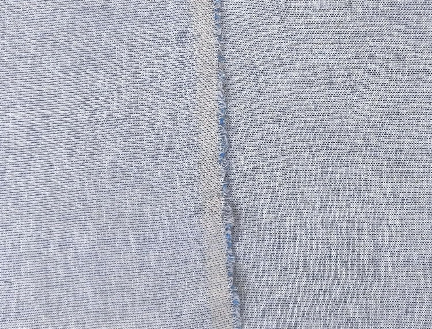 100% Linen Fabric, Délavé Vintage Yarn Dyed, Medium-Heavy Weight – 52" Wide Pre-Washed Soft for Apparel, Crafts & Home Decor | The Linen Lab (Subtle Blue Stripe, 3 Yard pre Cut)