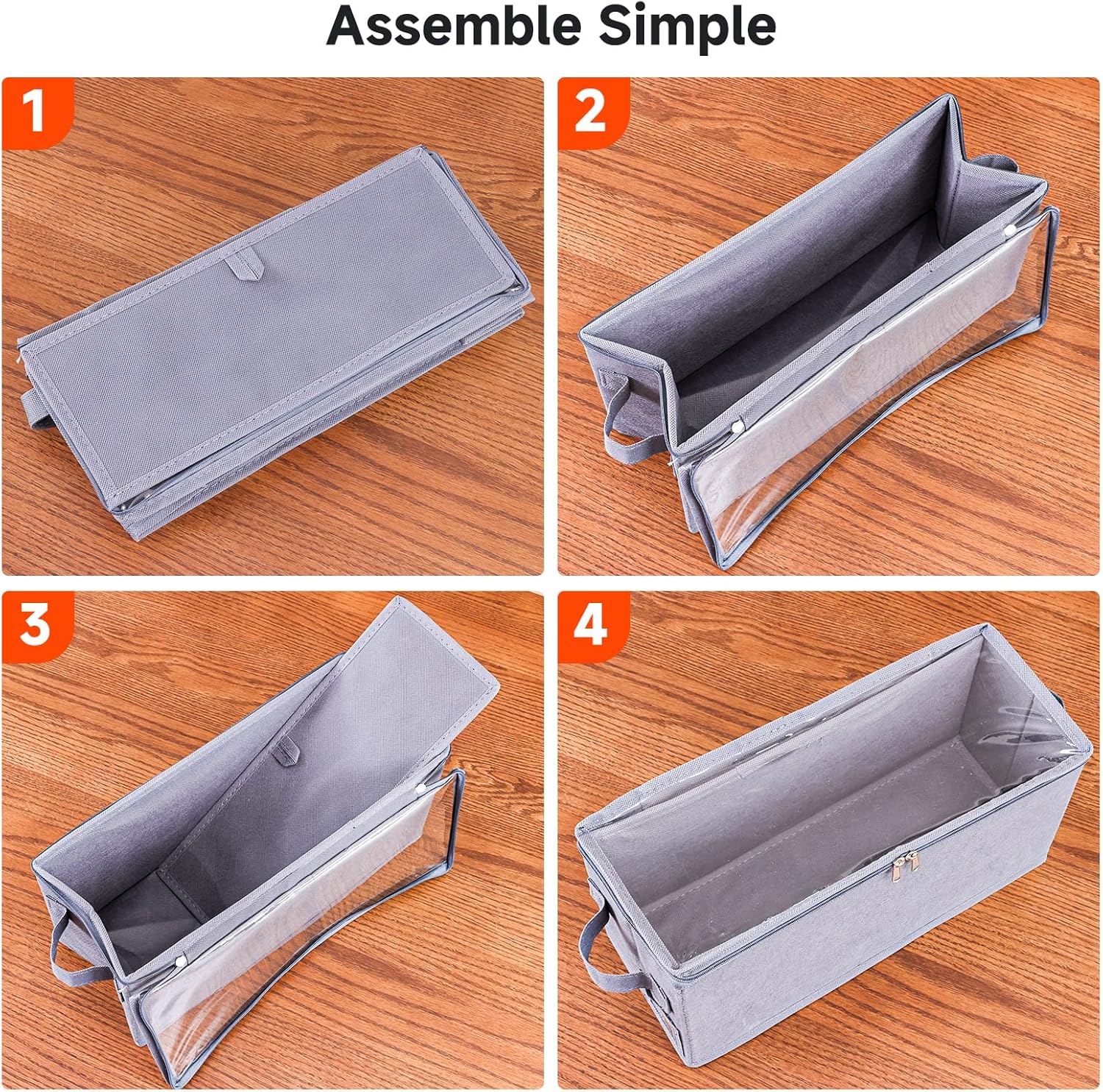 Stackable CD Holder & Storage Case - CD Storage Box Organizer with Lid & Handle - Dustproof CD Container with Clear PVC Top - 2Pack (Gray) - Image 5