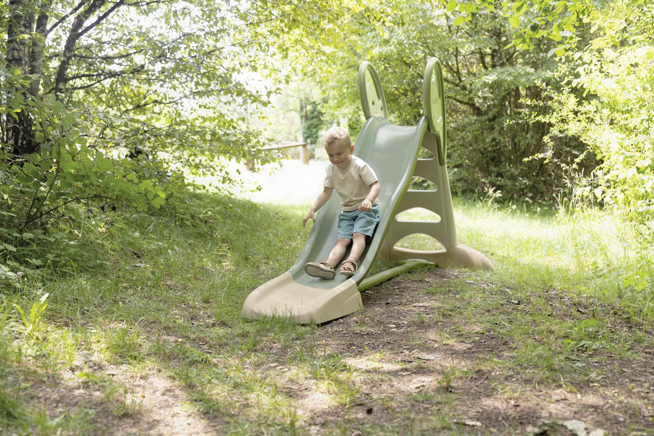 Smoby Life - Tobogán XL de Doble Onda – Tobogán Grande con Conexión de Agua, 2,30 Metros de Largo, con Caño Deslizante, Refuerzo, Material Reciclado y Proteccion UV,a Partir de 3 Años (7600820304)