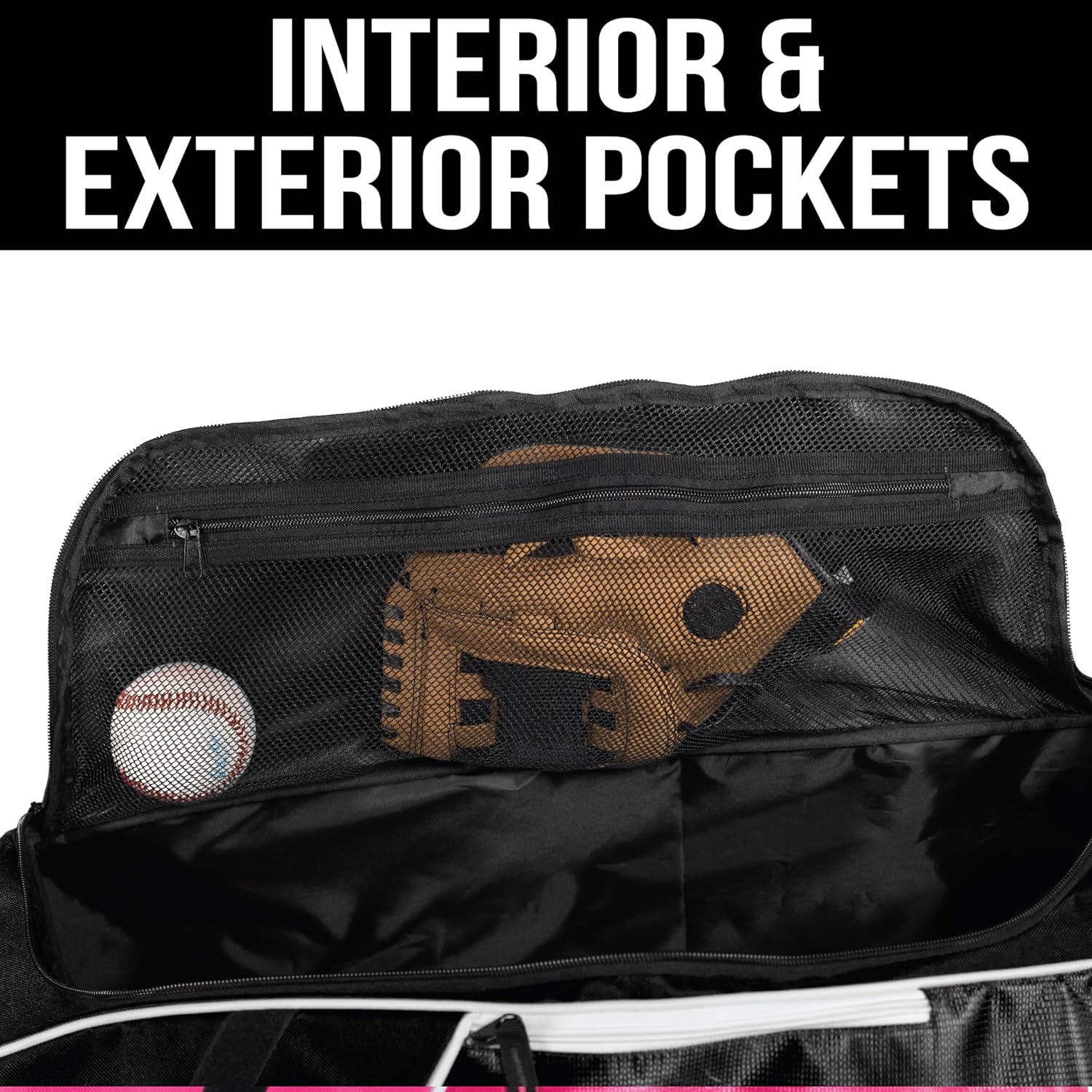 Athletico Rolling Baseball Bag Black - Image 5
