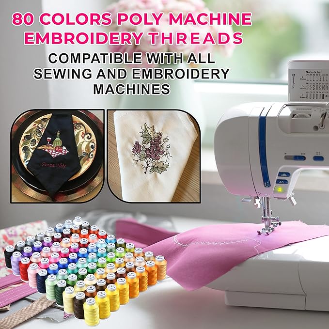 80 Bobinas Hilo Poliéster para Bordado y Costura 500M miniatura 3
