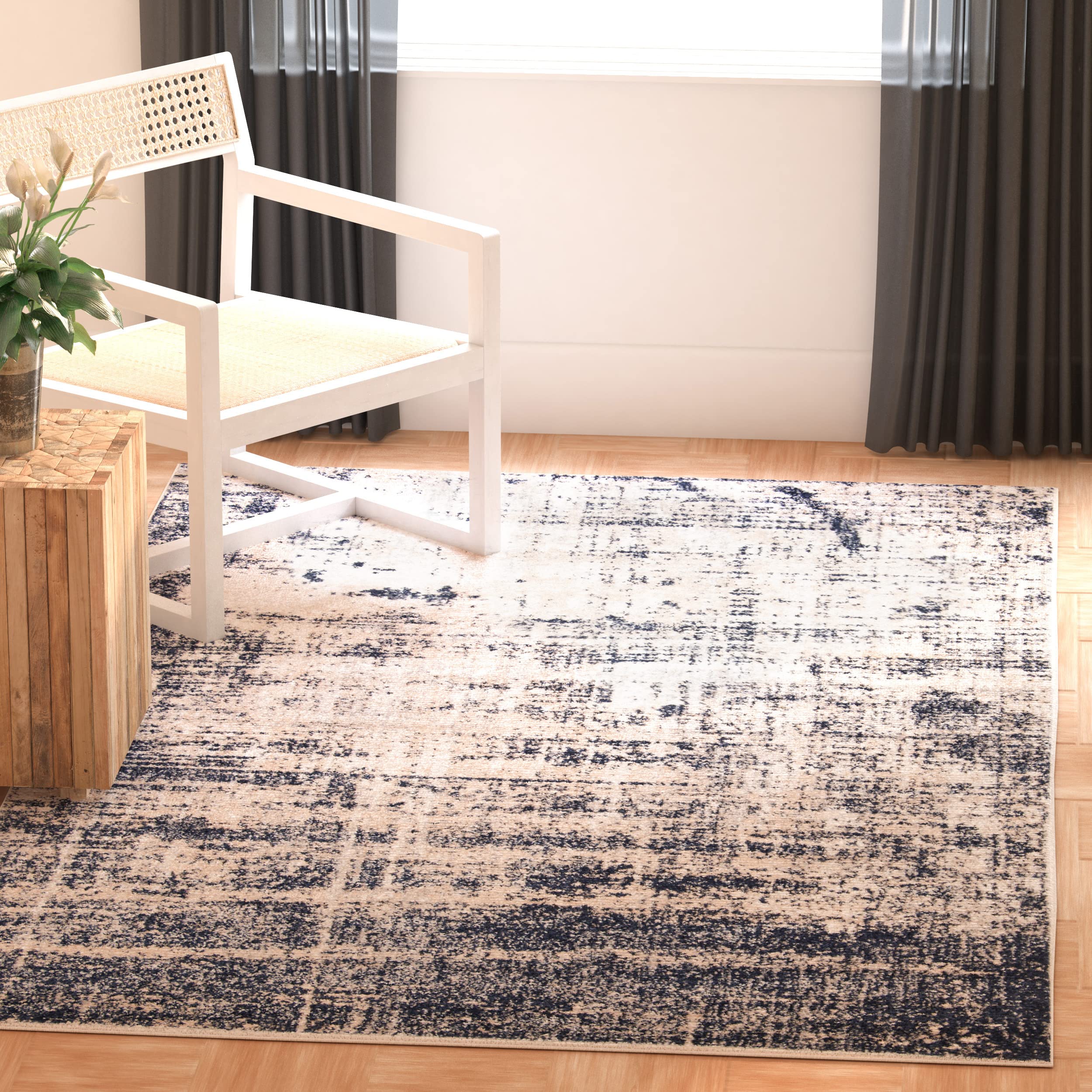 Tapis de salon Adirondack SAFAVIEH or et marine pour salle à manger