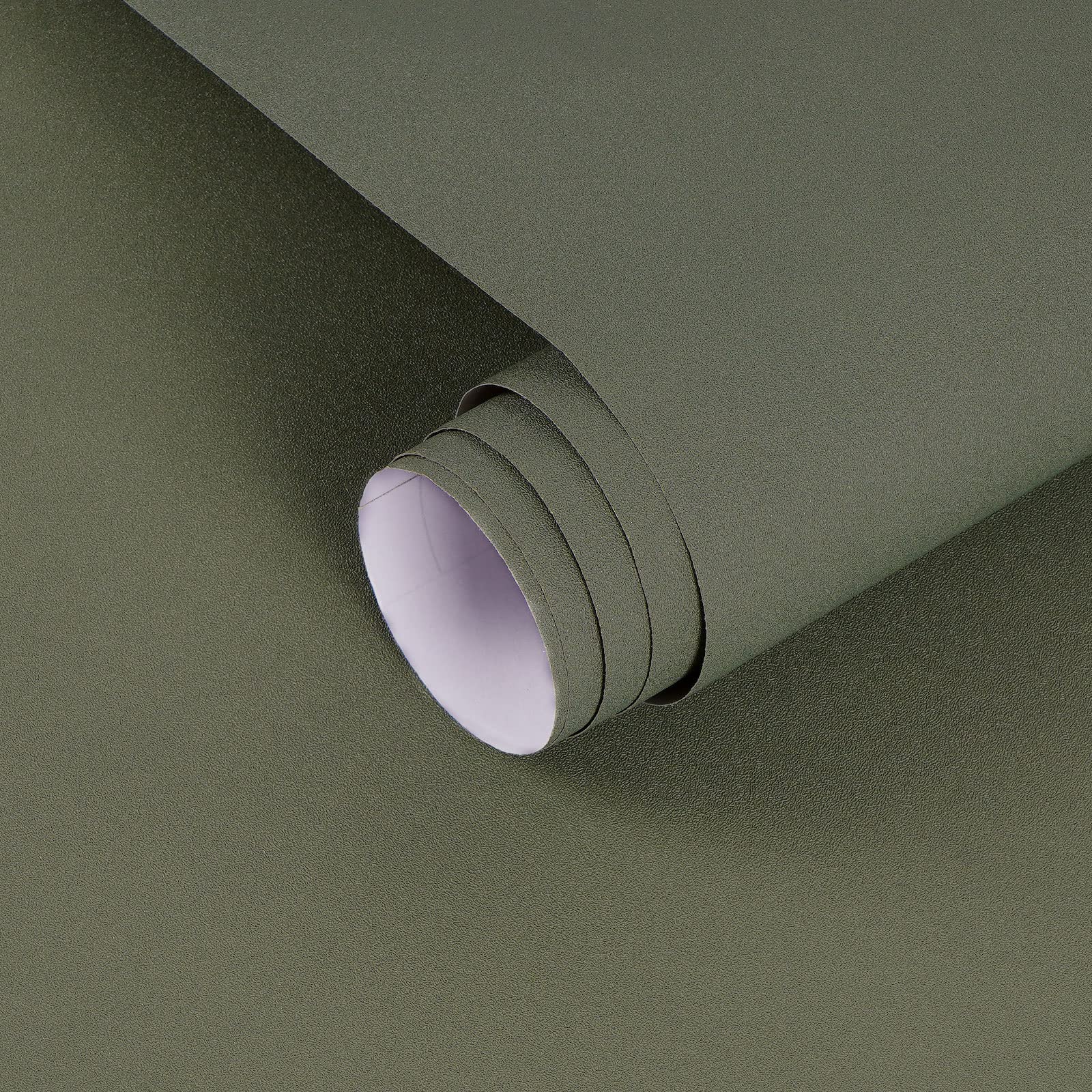 Mecpar Solid Green Wallpaper 15.7" x 118" Dark Green Contact Paper Pure Green Peel and Stick Wallpaper Matte Textured Vinyl Film Self-Adhesive Thicken Paper for Wall Countertop Cabinet