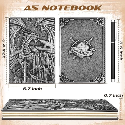 Miniatura 2 de DND - Cuaderno de diario de dragón, cuaderno en relieve de dragón 3D con bolígrafo para Calabozos y Dragones, D&D, grandes accesorios de RPG,