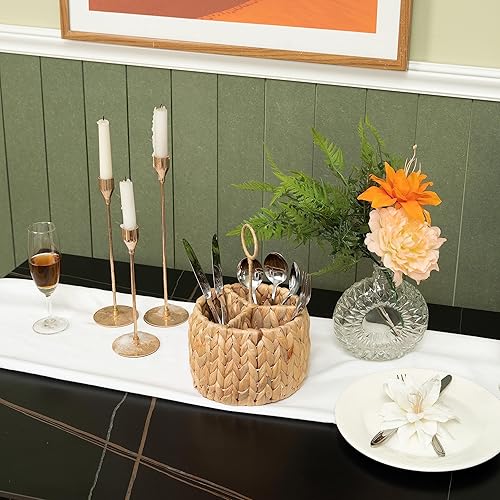 Miniatura 4 de KOLWOVEN Organizador de cubiertos de mimbre, soporte para utensilios de cocina para encimera, caddy de cubiertos, caddy de cubiertos de mimbre