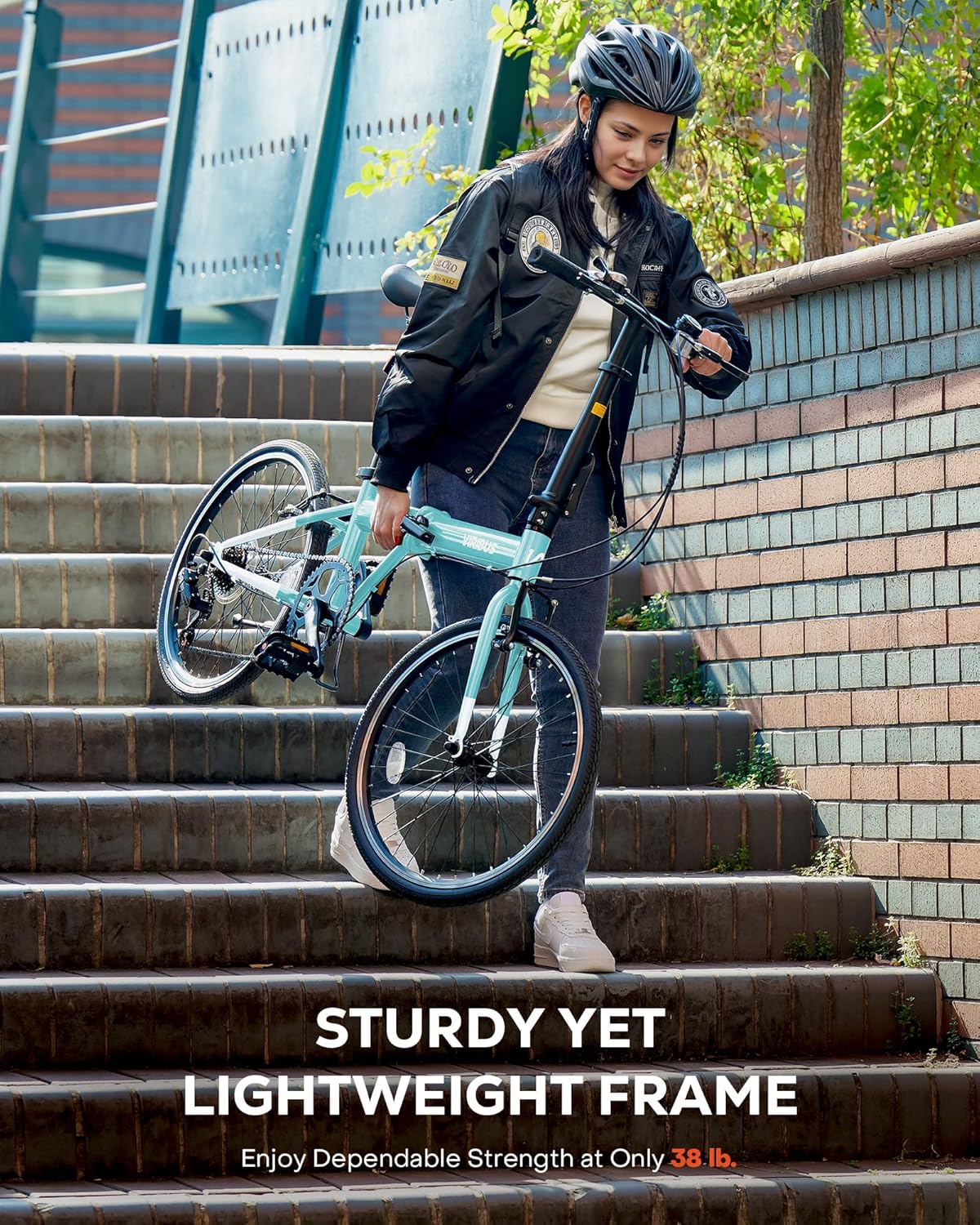 VIRIBUS Folding Bike for Adults, 20 inch Foldable Bike 7 Speed, Lightweight Compact Bicycle, Portable Collapsible Bikes for Adult Men Women City Commuters, 90% Pre-Assembled, Fold Up Bikes