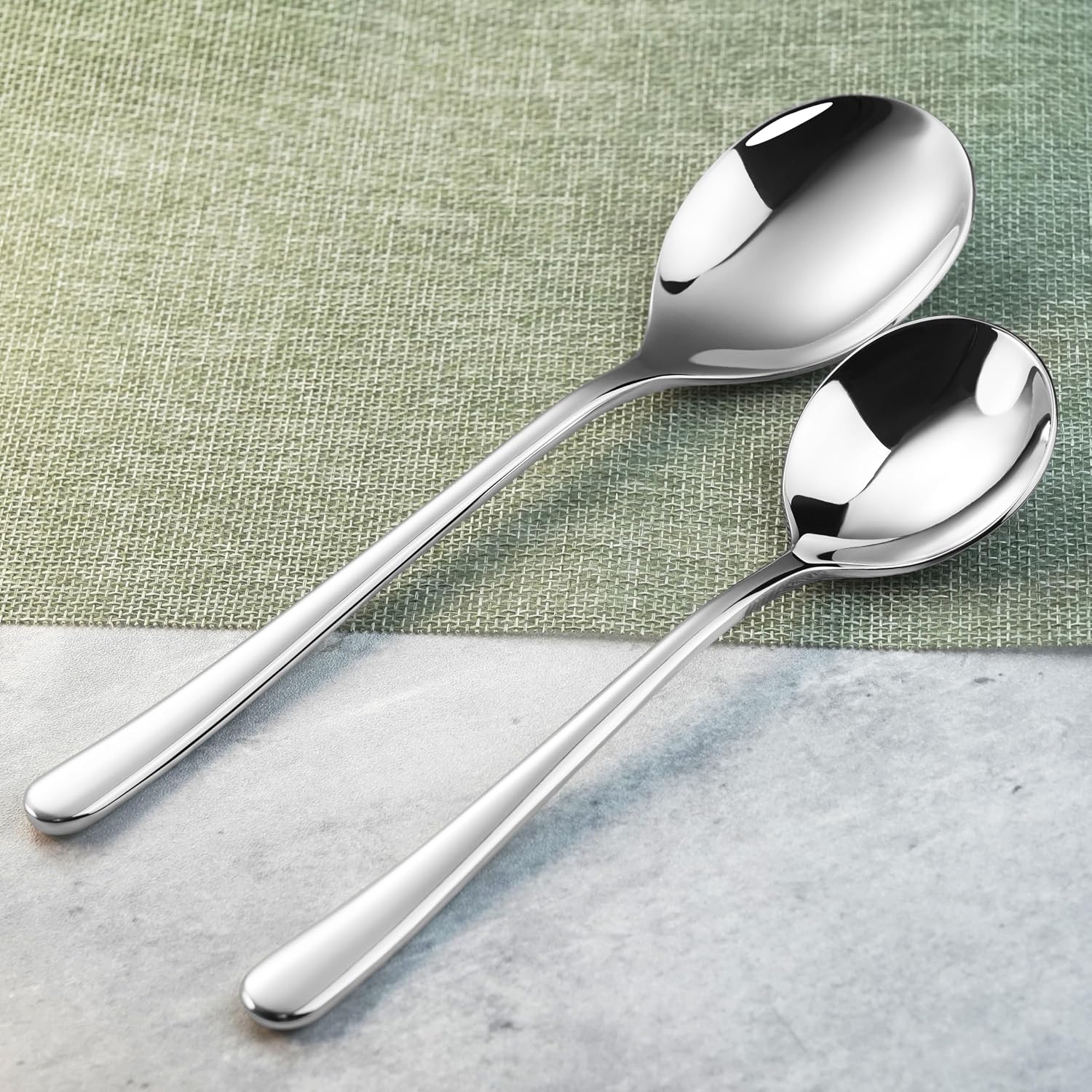Soup Spoons,Deep Soup Heavy Weight,7.4 Inches,Dishwasher Safe(4)