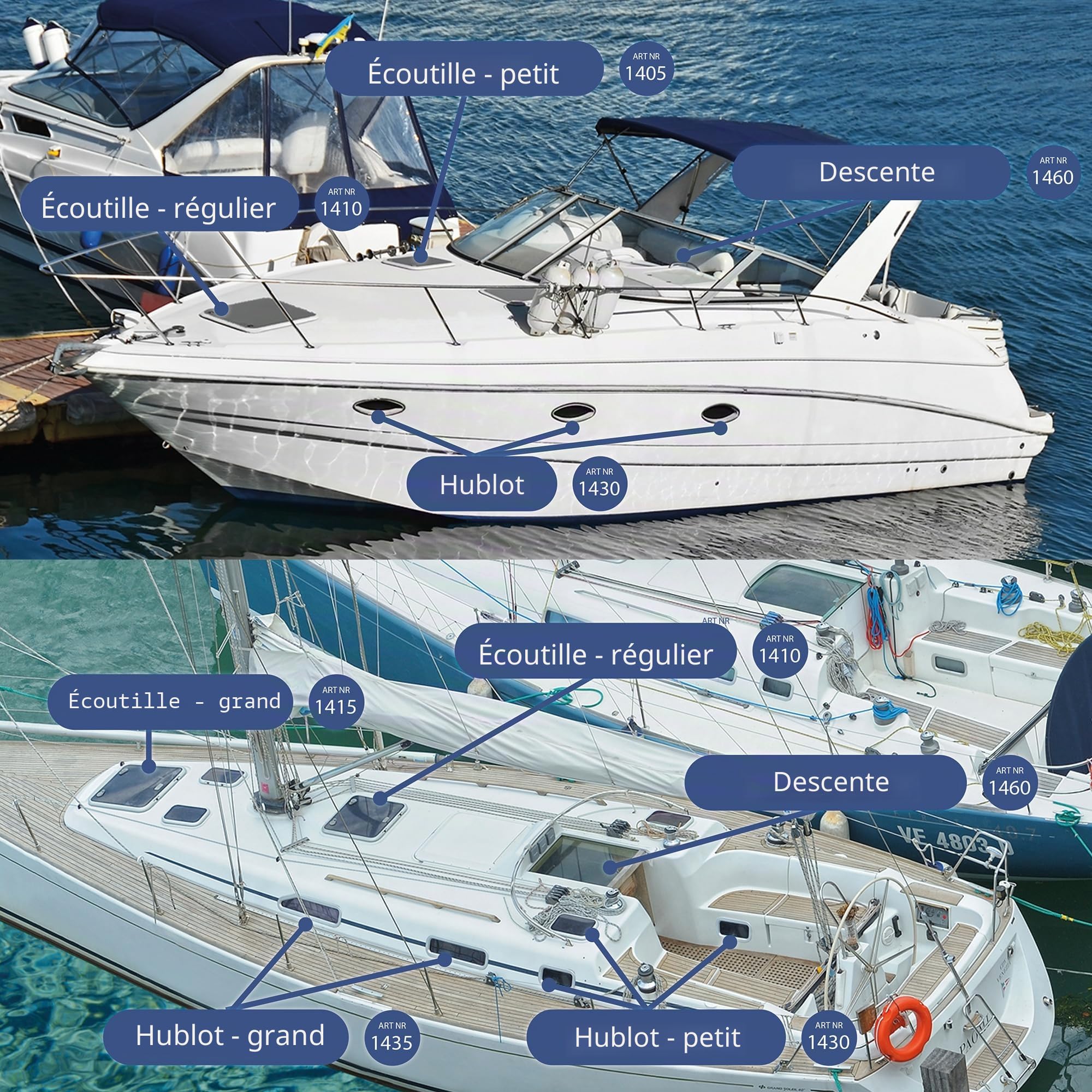 MOSQUITO NET / BUG SCREEN for boats by Waterline Design. For a bug free environment on both sailboats and motorboats. Fits all brands of large portlights (hublot non inclus) (#1435).
