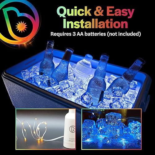 Miniatura 6 de Brightz CoolerBrightz - Cuerda de luz LED para enfriar, azul, impermeable, para hielera, luces microLED brillantes y coloridas, compatible con