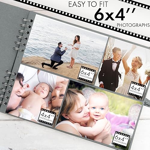 Vista 114 de Bstorify Álbum de recortes de 10 x 10 pulgadas, 70 páginas, protectores de esquina de papel kraft grueso negro, cierre de cinta, ideal para tus