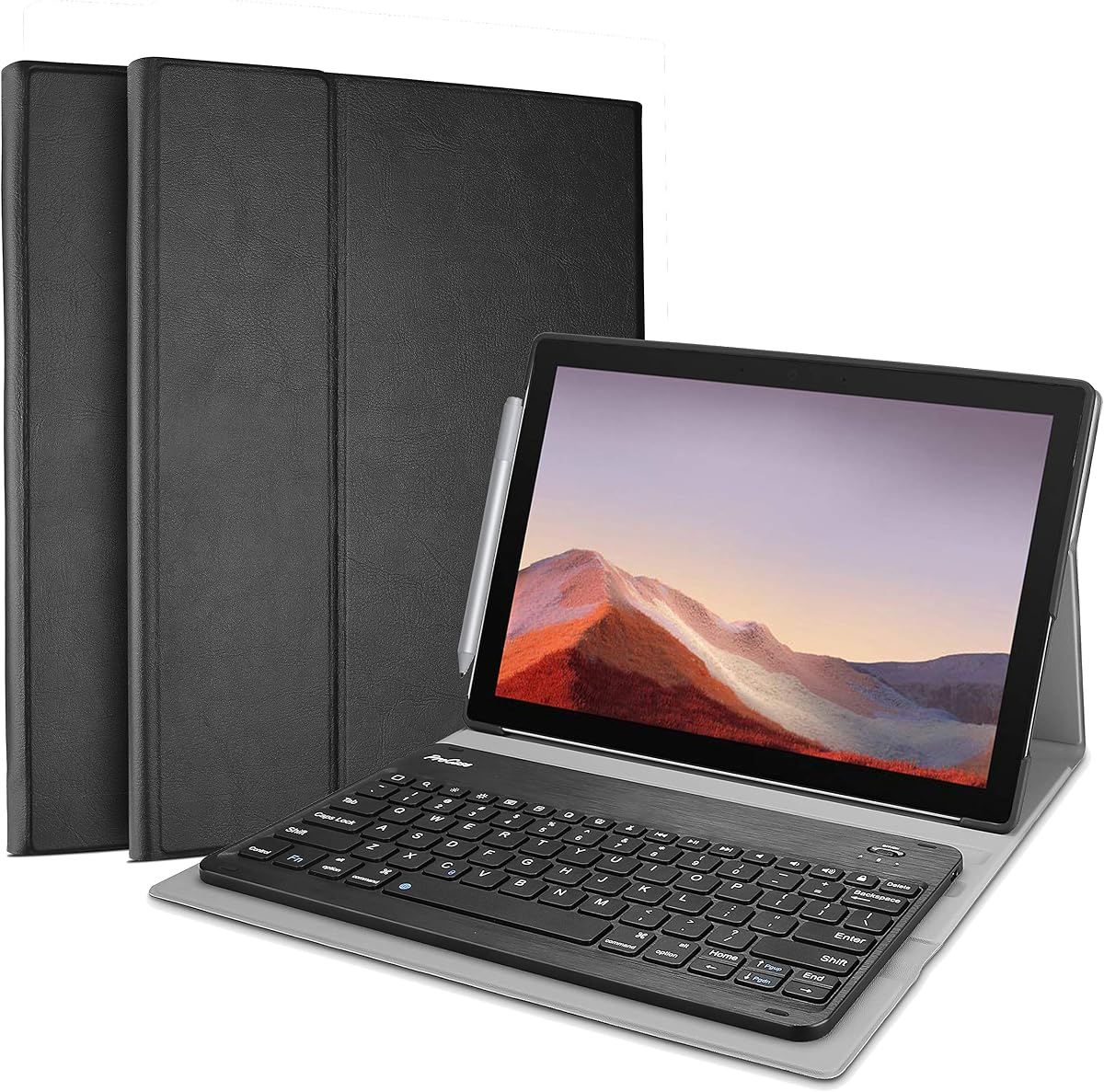 ProCase Keyboard Case for Surface Pro 7+/7/6/5/4 (12.3" Tablet), Black | Slim Lightweight Smart Cover Features a Magnetically Detachable Wireless Keyboard for Surface Pro 7+/7/6/5/4