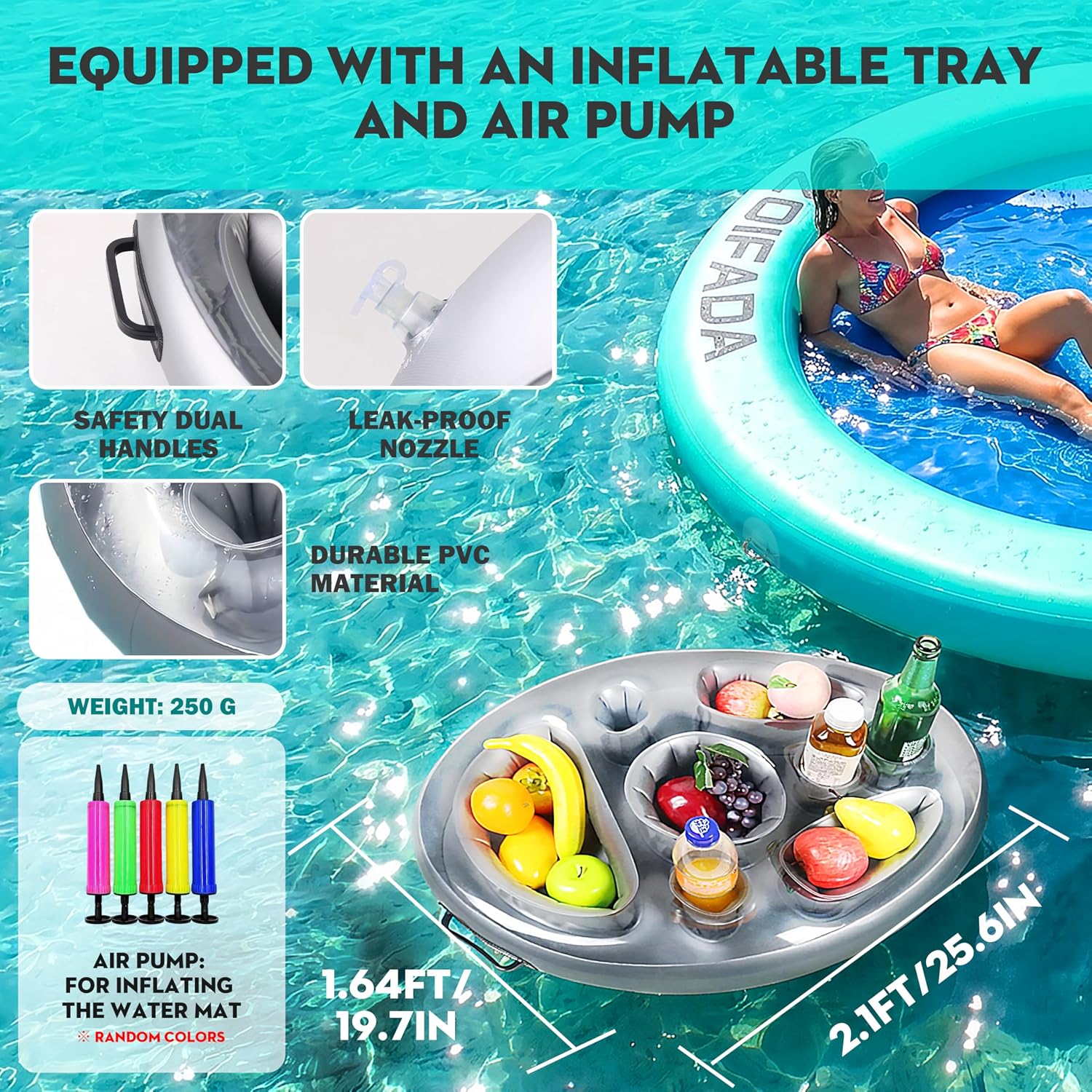 Inflatable Water Hammock Round Floating Ring,8/10/12FT Heavy Duty Pool Float for Adults,Inflatable Tanning Pool Float Island Dock for Lake/River/Ocean,w/Cup Holder,10FT&12FT Include 4-Step Soft Ladder image 4