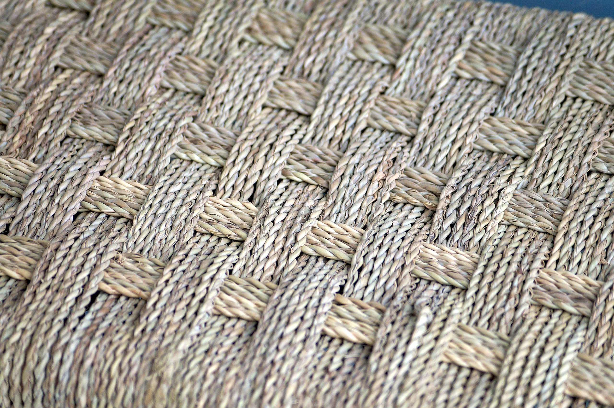 Banc Marocain en Bois Massif et Tressage naturel, Banquette d'Entrée, Fait main (Tressage croisé, 100cm)