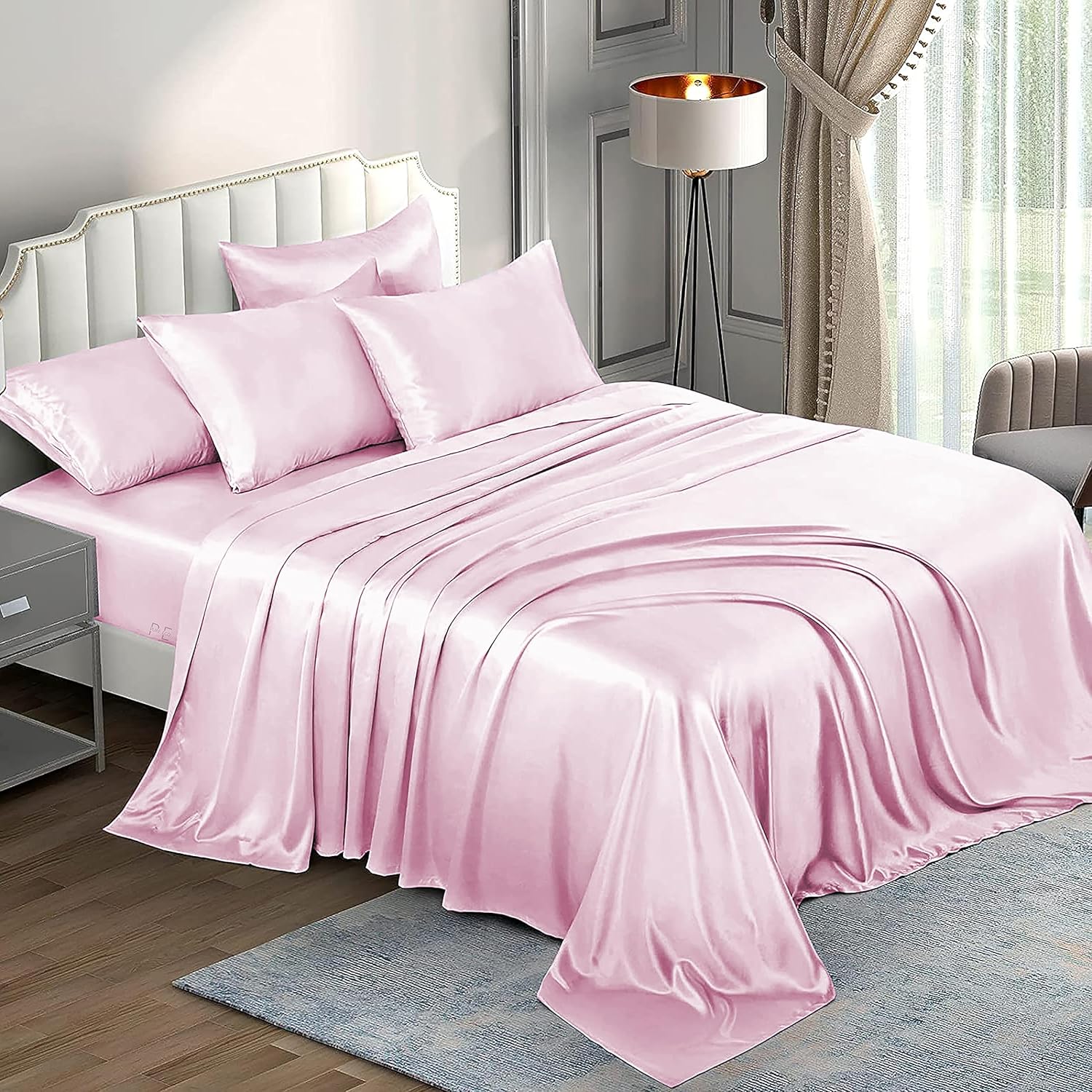 Amazon.com: 6 Piece Mulberry Silk Sheet Set Full Size (54x75)+ Upto 16 ...