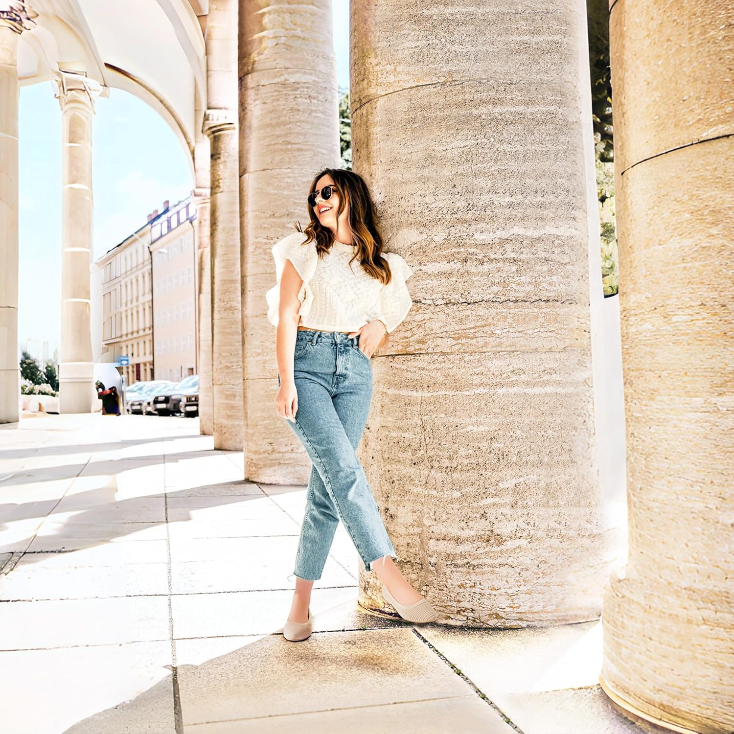 ALTOCIS Womens Knit Ballet Flats Ladies Comfortable Pointed-Toe Dressy Shoes Casual Soft Flat Shoes Ballerina Walking Flats Shoes - Image 2