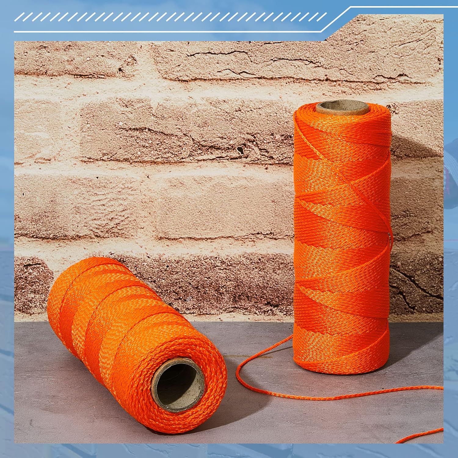 Woanger 8 Rolls Mason Line #18 Braided Nylon String Total 4000 Feet Length Masonry Nylon Twine for Gardening Construction Crafting DIY Project Workshop(Fluorescent Orange)