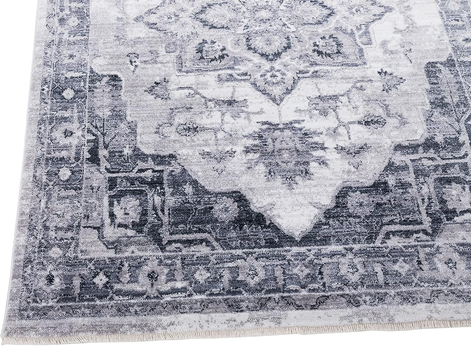 Traditional Rug for Living Room Antiqued Oriental, Area Rug Black and Multi Boho Décor Rugs for Bedroom, 5’ X 7’