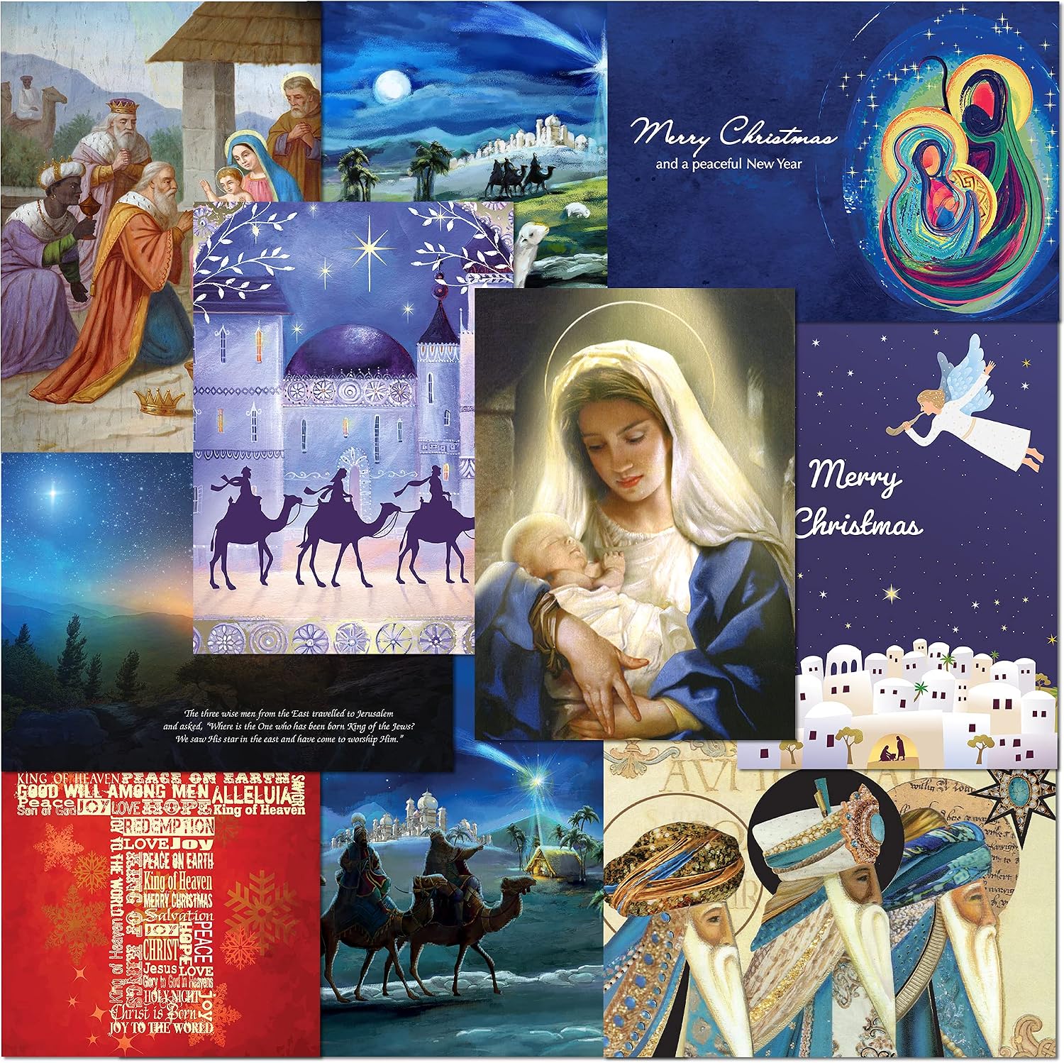 Olivia Samuel Pack of 10 Premium Christian Religion Christmas Cards from A5 Standard Size with Peel and Seal Envelopes