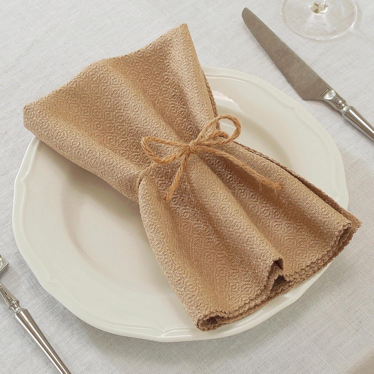 17x17 Brown Cloth Napkins Set of 24 Bulk Washable Wedding Decor