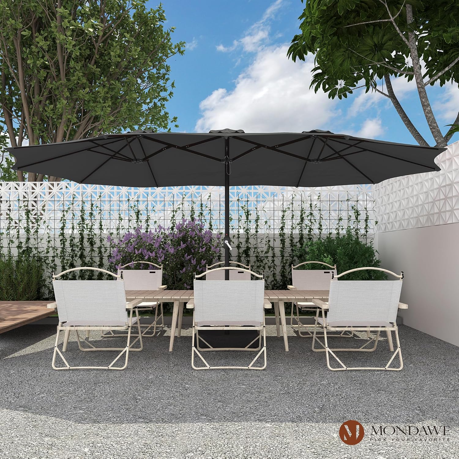 Stay Cool in Style: MONDAWE 15ft Double-Sided Patio Umbrella Review