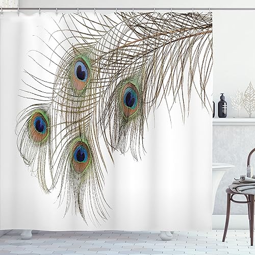 Miniatura 7 de Ambesonne Cortina de ducha hawaiana, diseño de hibisco hawaiano tropical, silueta de niña, tabla de surf, impresión de arte retro, juego de Fucsia