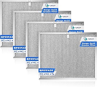 4 Pcs BPS1FA30 Range Hood Grease Filter 11-3/4" x 14-1/4" x 3/8" Multi-layer Aluminum Mesh - Fit for Bro.an Nu.Tone Allure Range Hood Filter,Replaces 99010299 BPS2FA30 99010305 by TOMOON