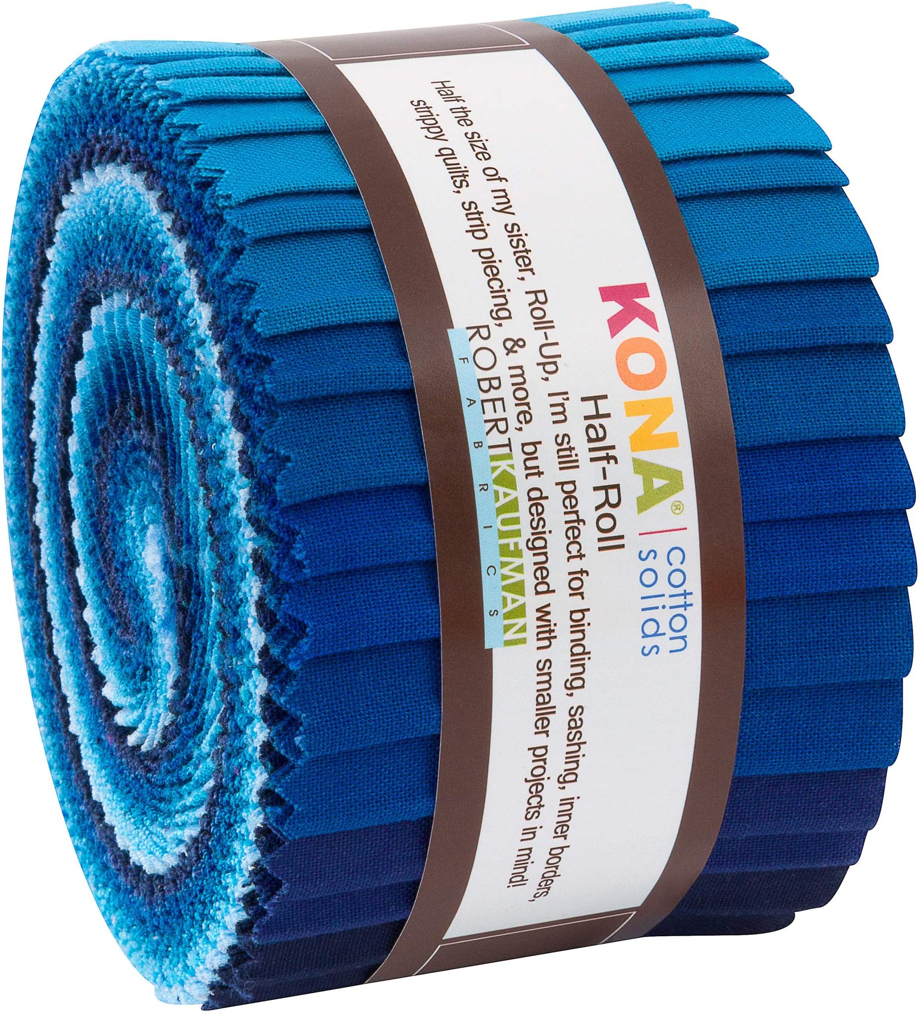 Robert Kaufman Fabrics Kona Cotton Solids Waterfall Half Roll 24 2.5-inch Strips Jelly Roll Robert Kaufman HR-154-24