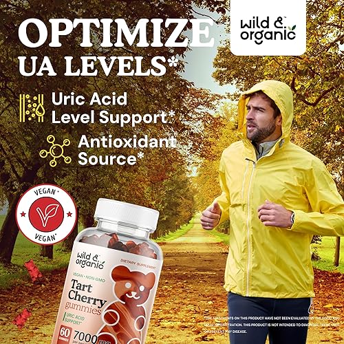 Miniatura 2 de Wild & Organic Gomitas de cereza ácida de 7000 mg – Suplemento de extracto de cereza agria para apoyo al ácido úrico – 60 masticables veganos sin OMG