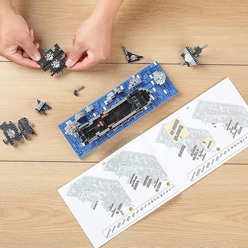 Miniatura 6 de HI-REEKE Juego de micro bloques de construcción para enviar en una botella mini ladrillos piratas negros caribeños modelo de barco kit de juguete de