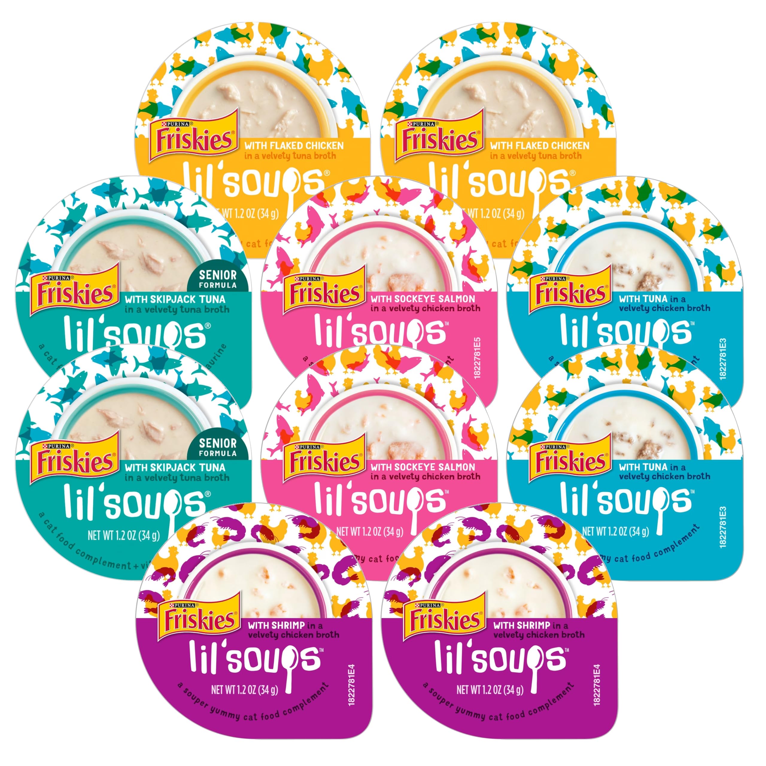 Lil Soups Cat Treats Variety Pack, 10 Trays, Assorted Flavors, 1.09 Ounce (Pack of 11)