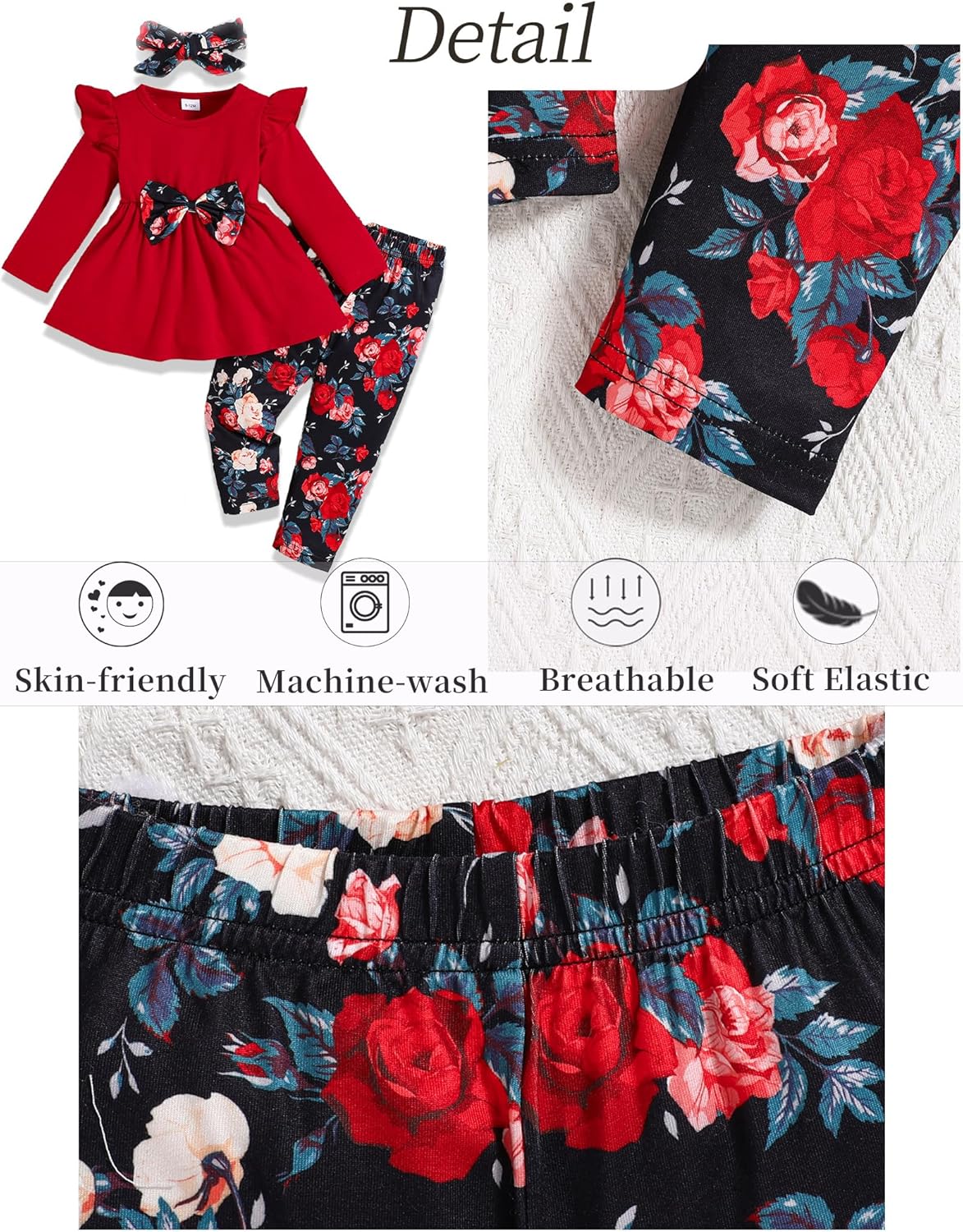 Baby Girl Clothes Toddler Girl Outfits Infant Girl Summer Clothes for Girl Ruffle Shirt Pants+Cute Headband 3PCS - Image 5