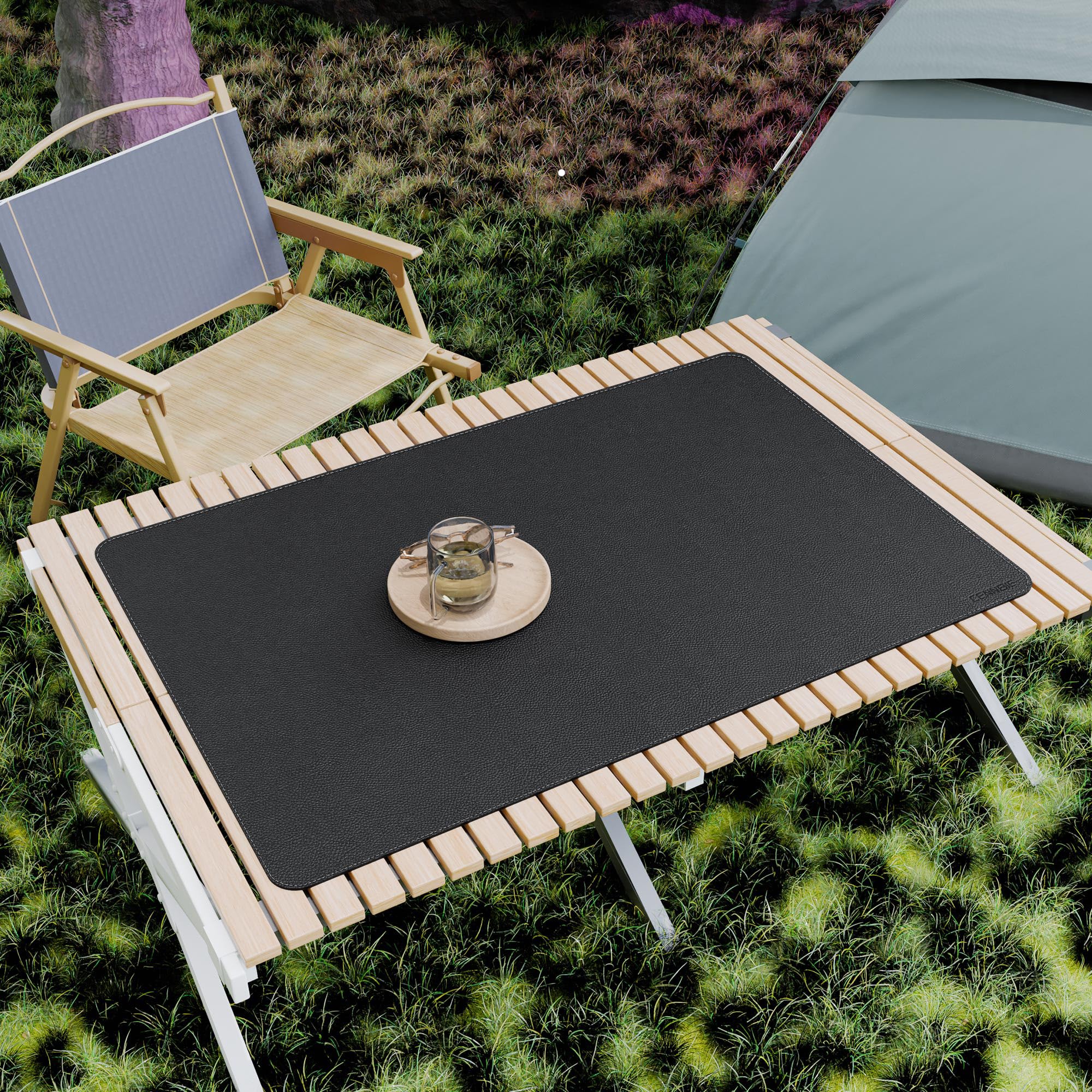CENNBIE Alfombrilla de Escritorio de Piel 90x60cm XXL, Protector de Mesa Impermeable y Antideslizante, Alfombrilla de Ratón Grande para Oficina y Hogar (Negro)