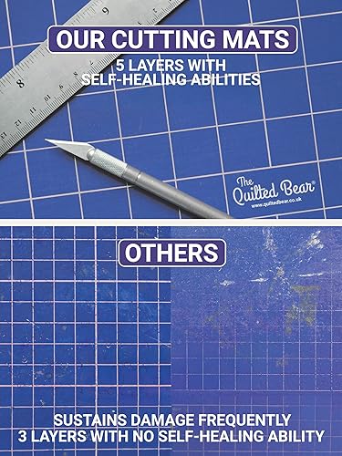 Miniatura 12 de The Quilted Bear Alfombrilla de corte giratoria de 7 x 7 pulgadas, alfombrilla de corte cuadrada autocurable de 360° con innovador mecanismo de Verde