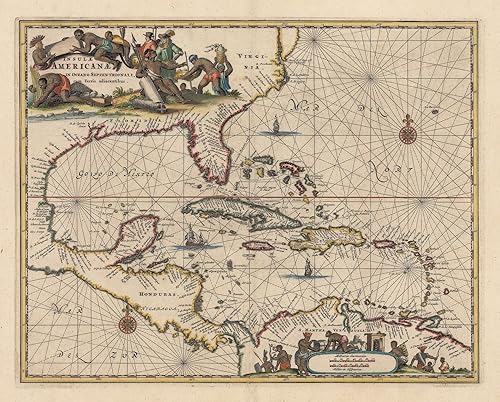 The Vintage Map Shop 1671 Insulae Americanae en Oceano Septentrionali...