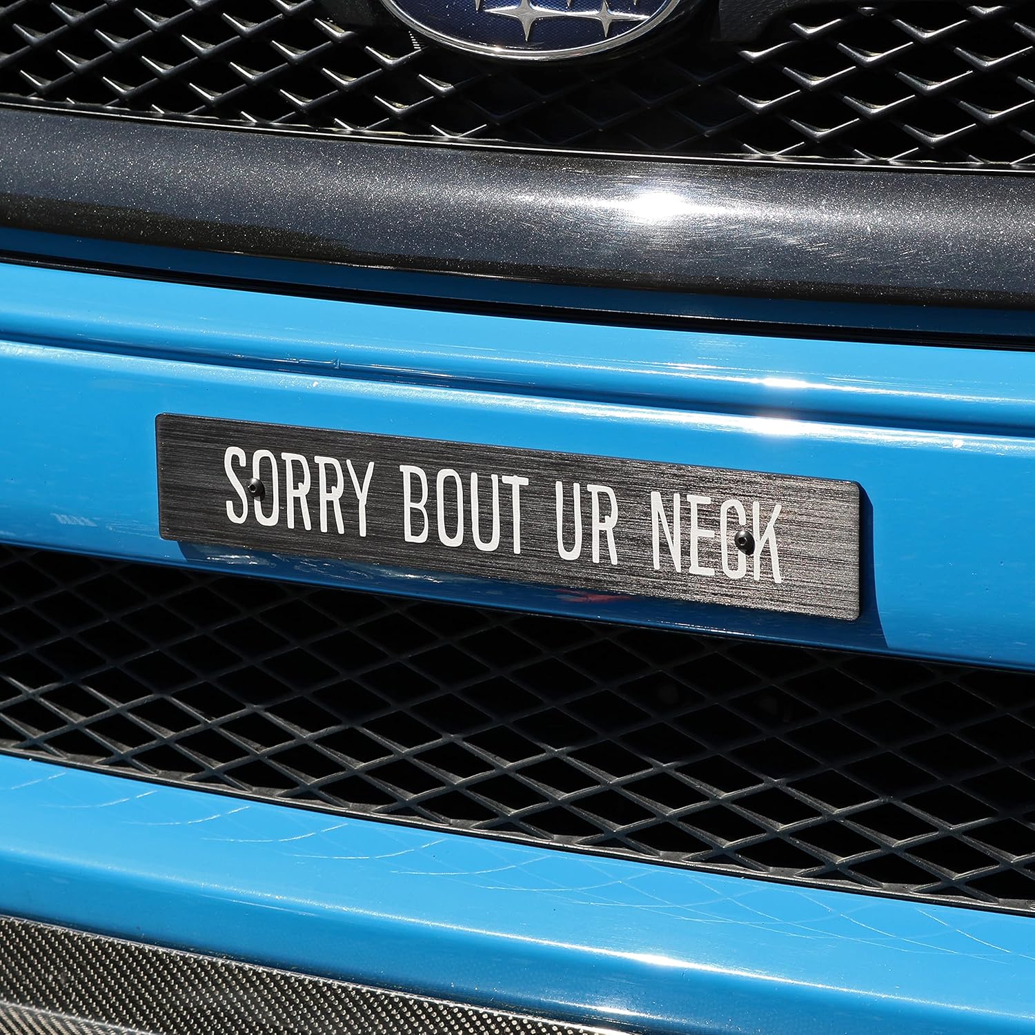 Billetworkz Sorry Bout Ur Neck License Plate Delete Compatible with Subaru WRX/STI/Crosstrek/BRZ 2022